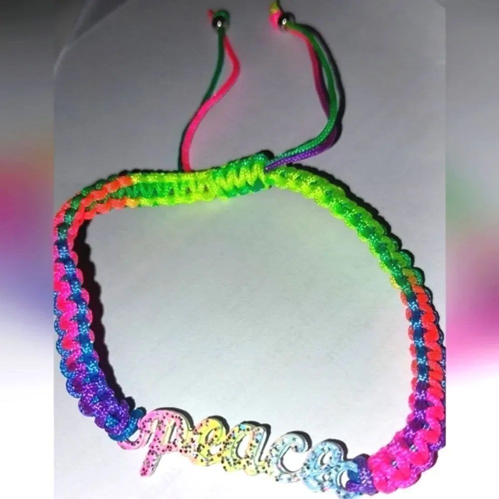 Kids Rainbow Super Cute Girls Peace Bracelet